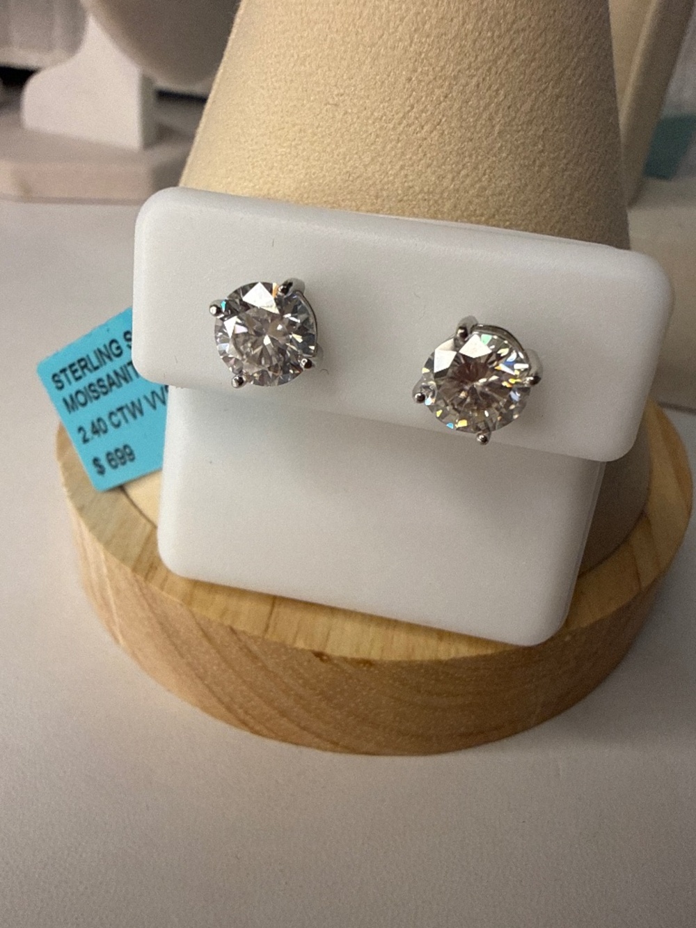 2.4 CTW Sterling Silver Moissanite Stud Earrings - MSRP $699